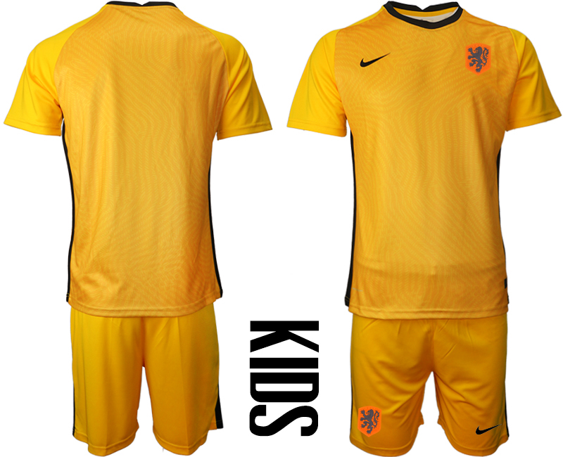 Cheap 2021 European Cup Netherlands yellow goalkeeper Youth soccer jerseys